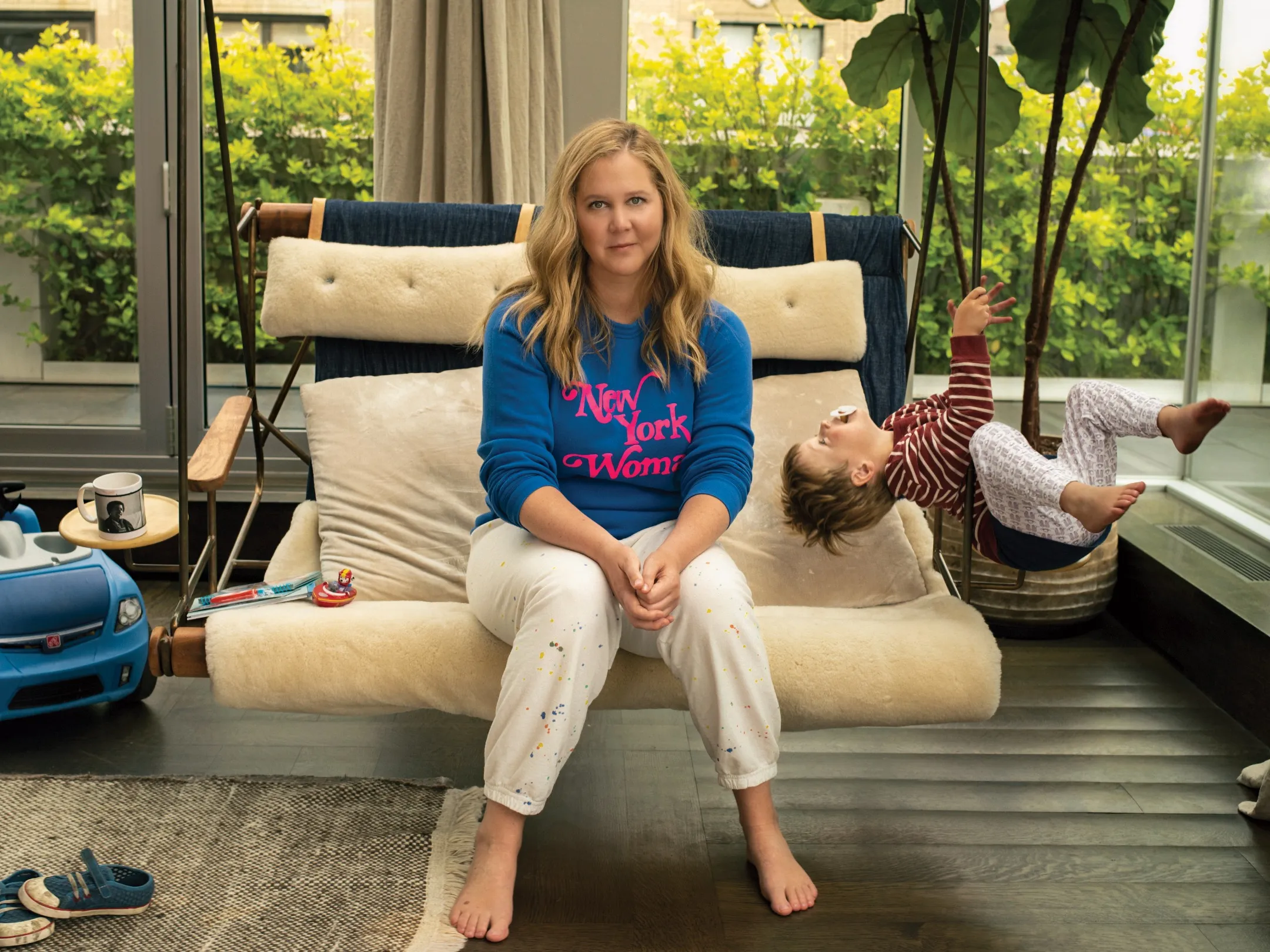 sister sits on brother before mom comes home