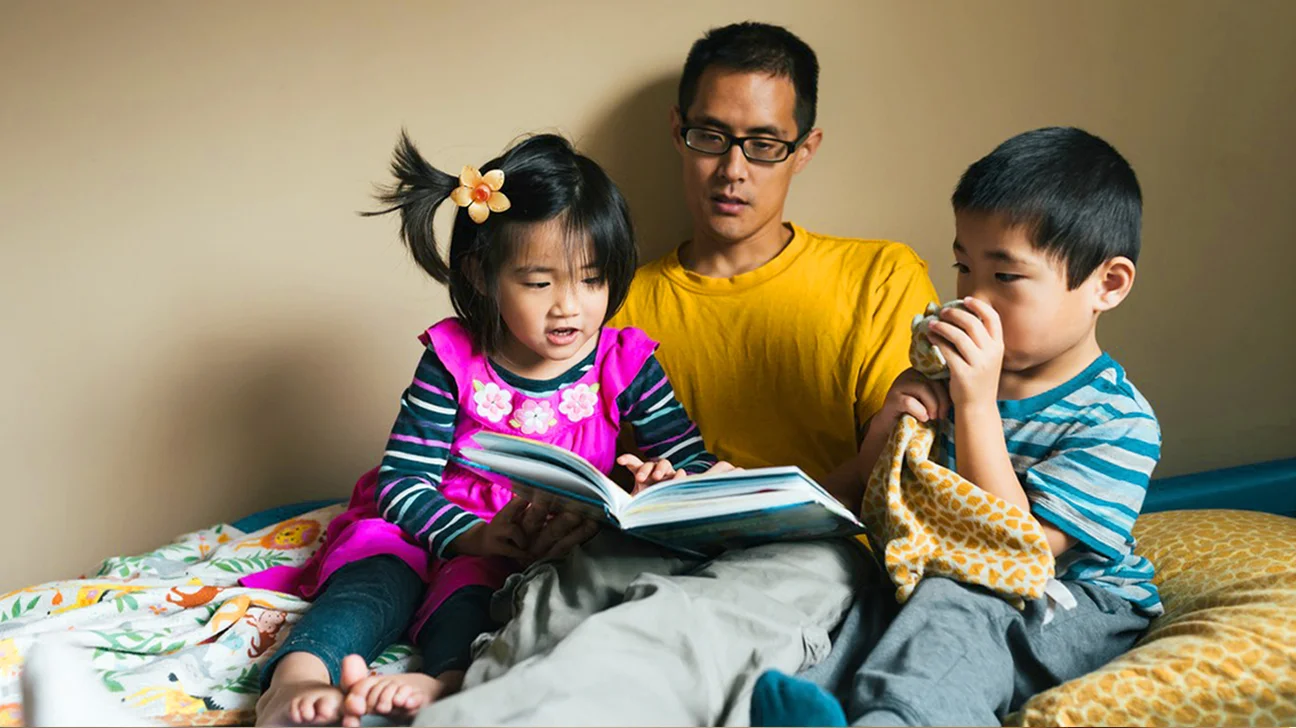 sister sits on brother before mom comes home