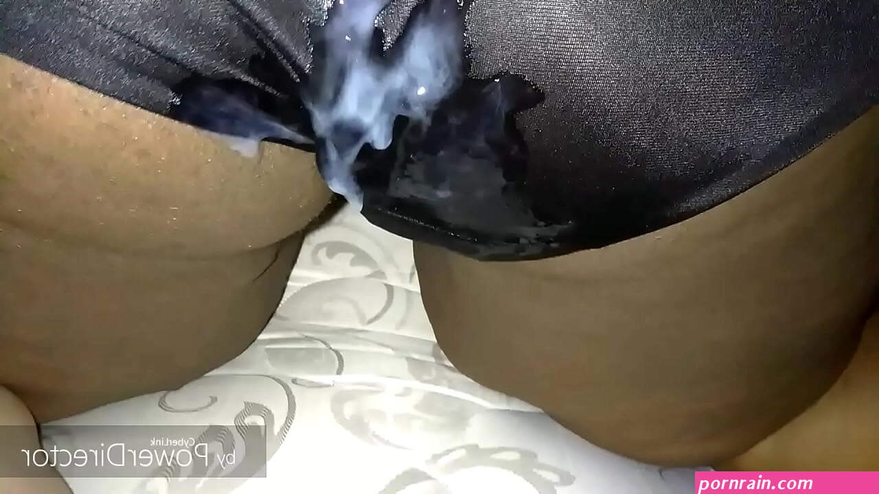 wet black panty in cum