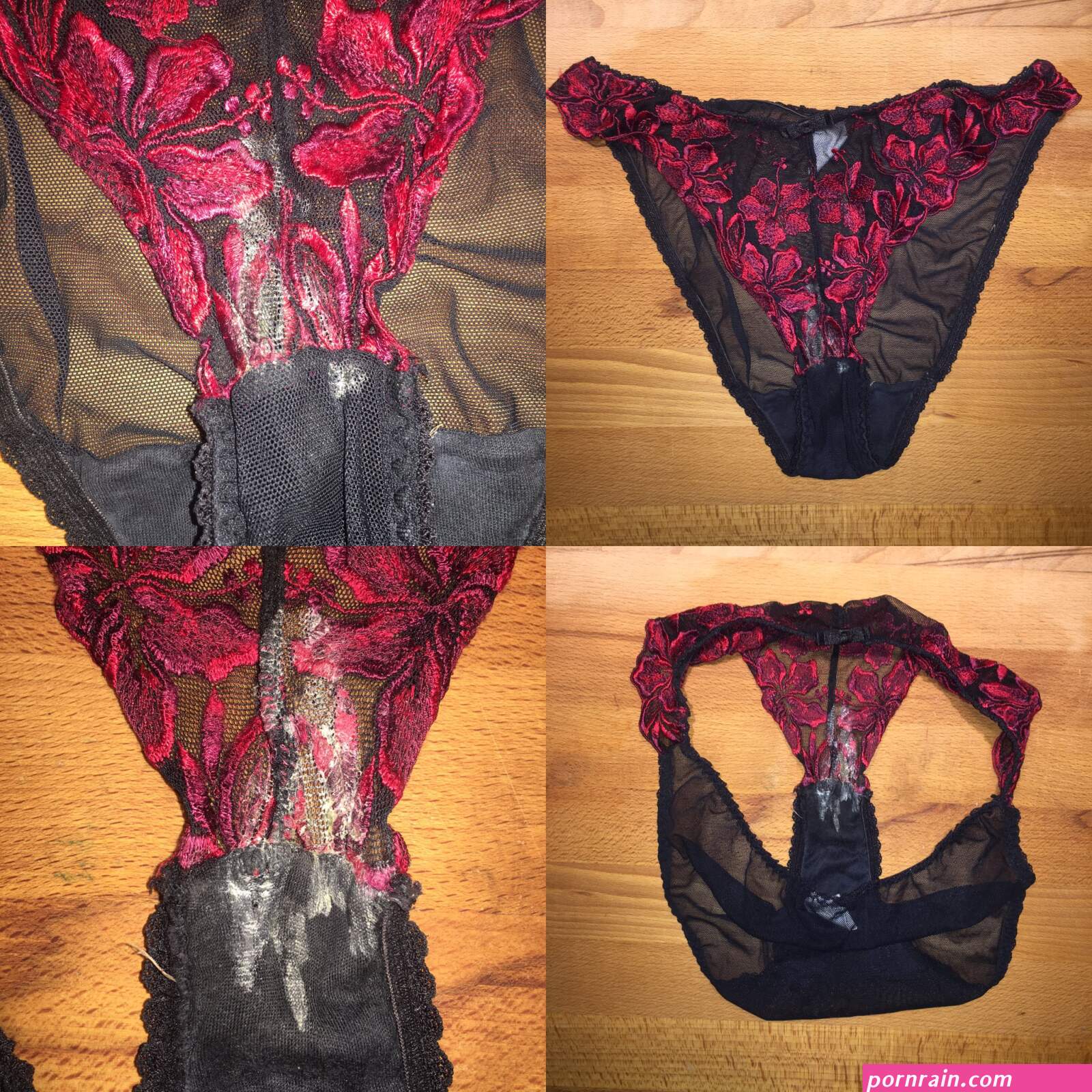 wet black panty in cum