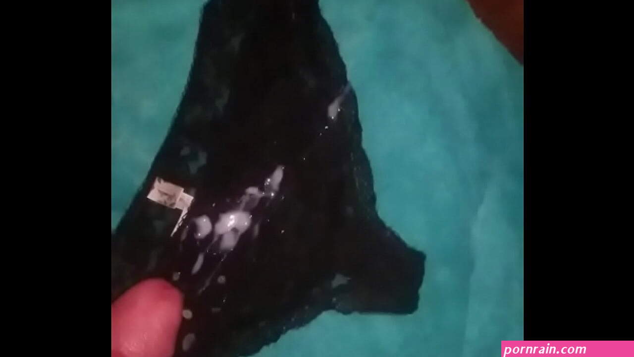 wet black panty in cum