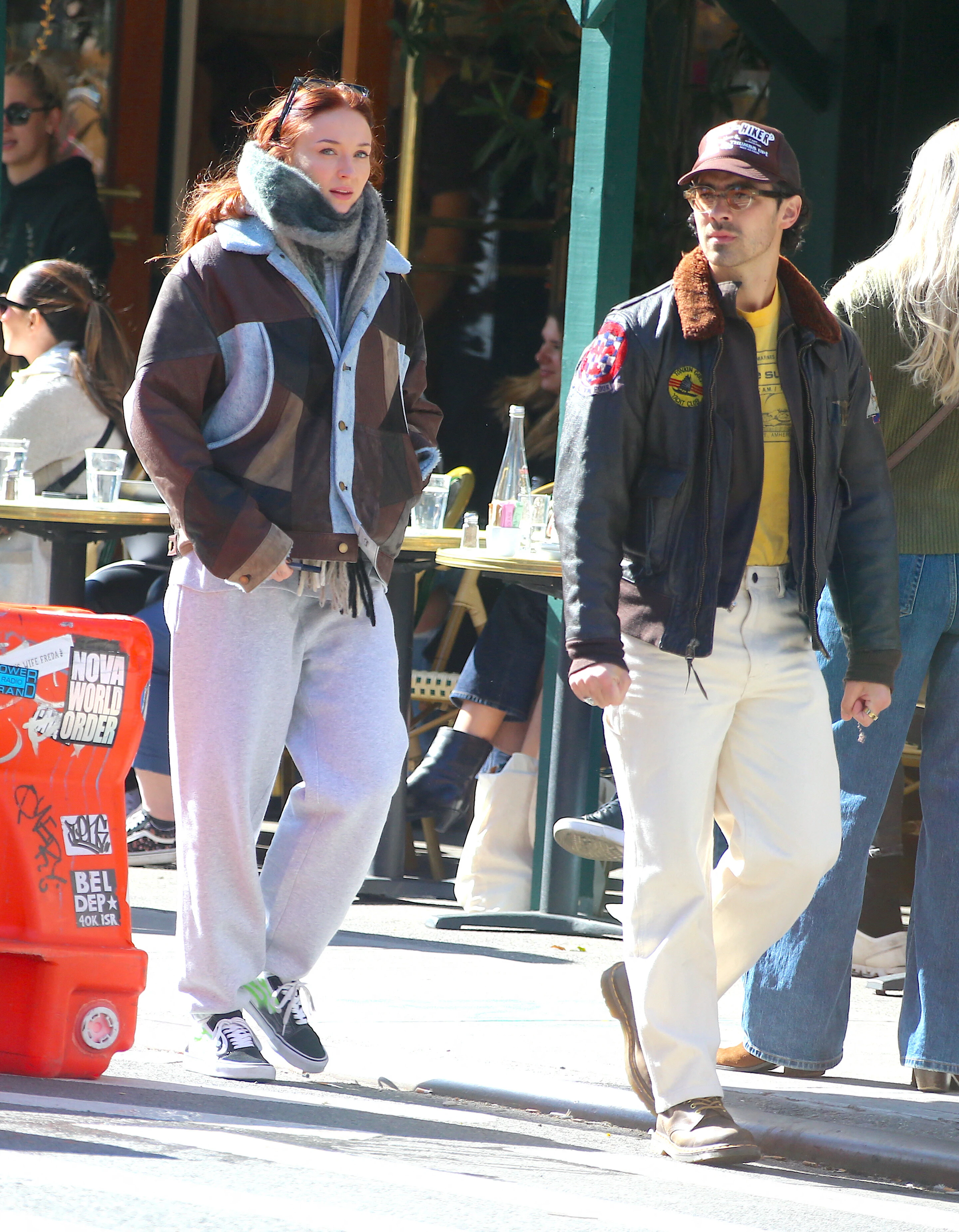 sophie turner joe jonas walk around by the hudson river in nyc
