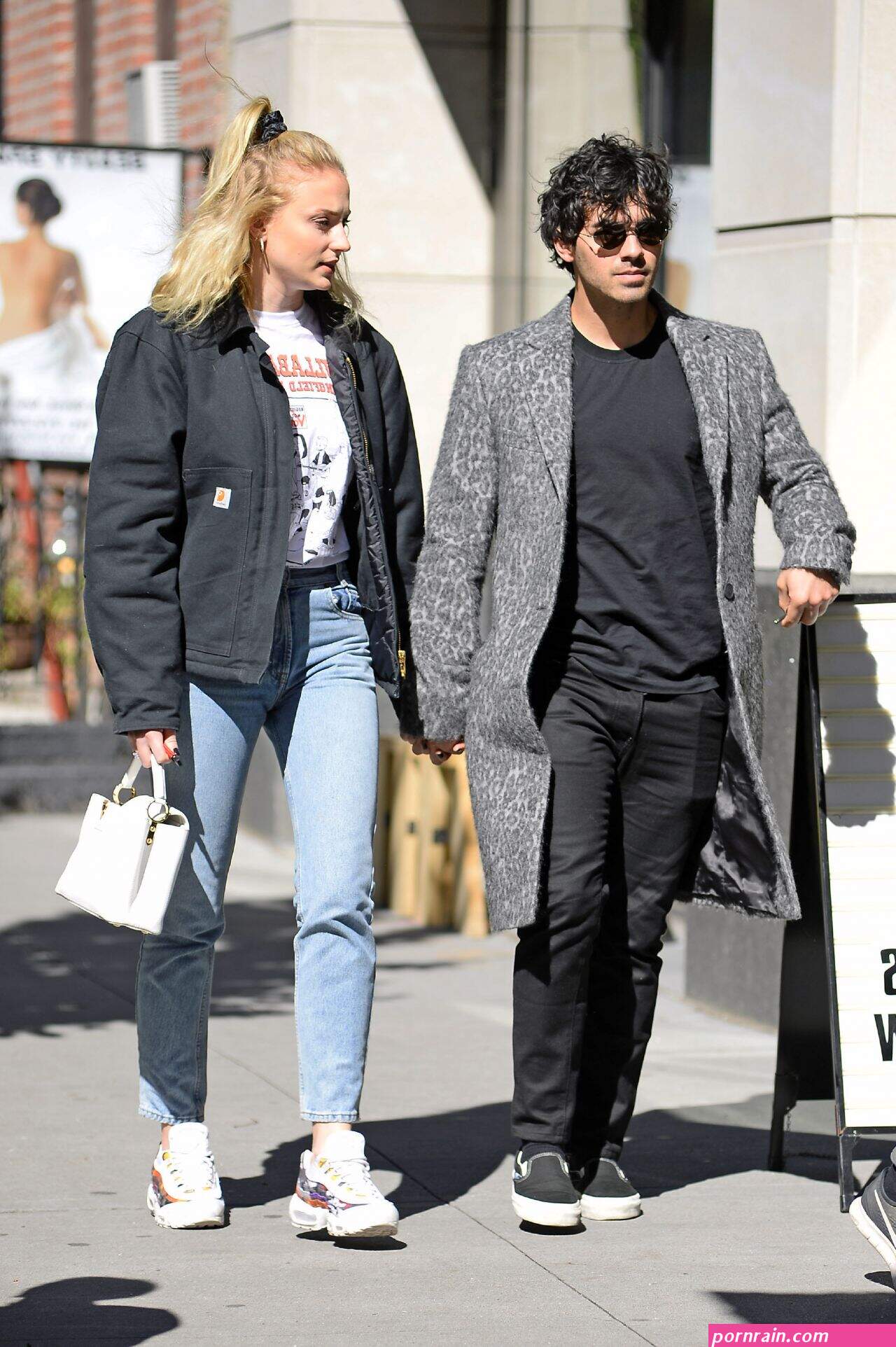 sophie turner joe jonas walk around by the hudson river in nyc