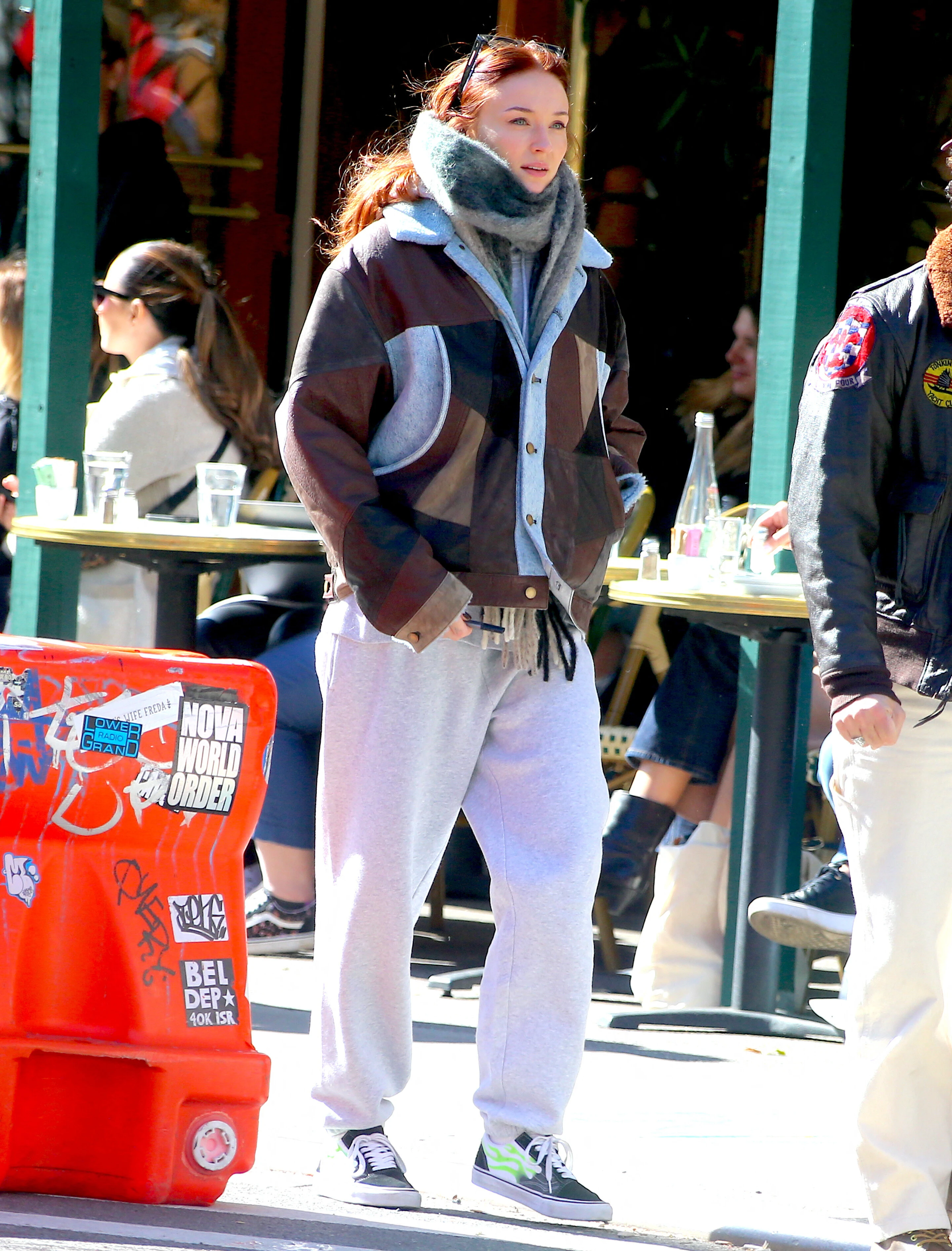 sophie turner joe jonas walk around by the hudson river in nyc