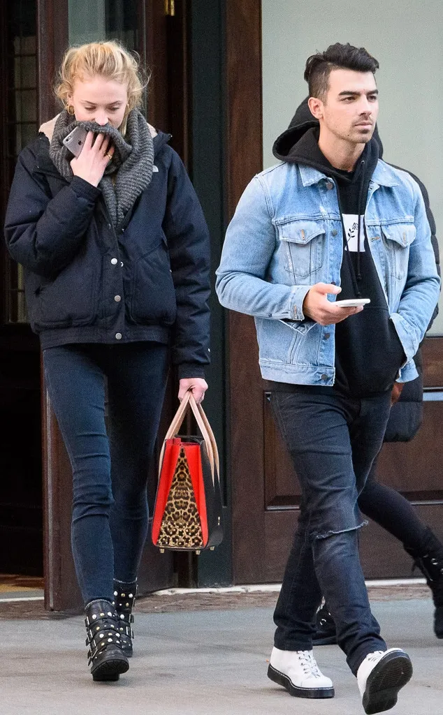 sophie turner joe jonas walk around by the hudson river in nyc