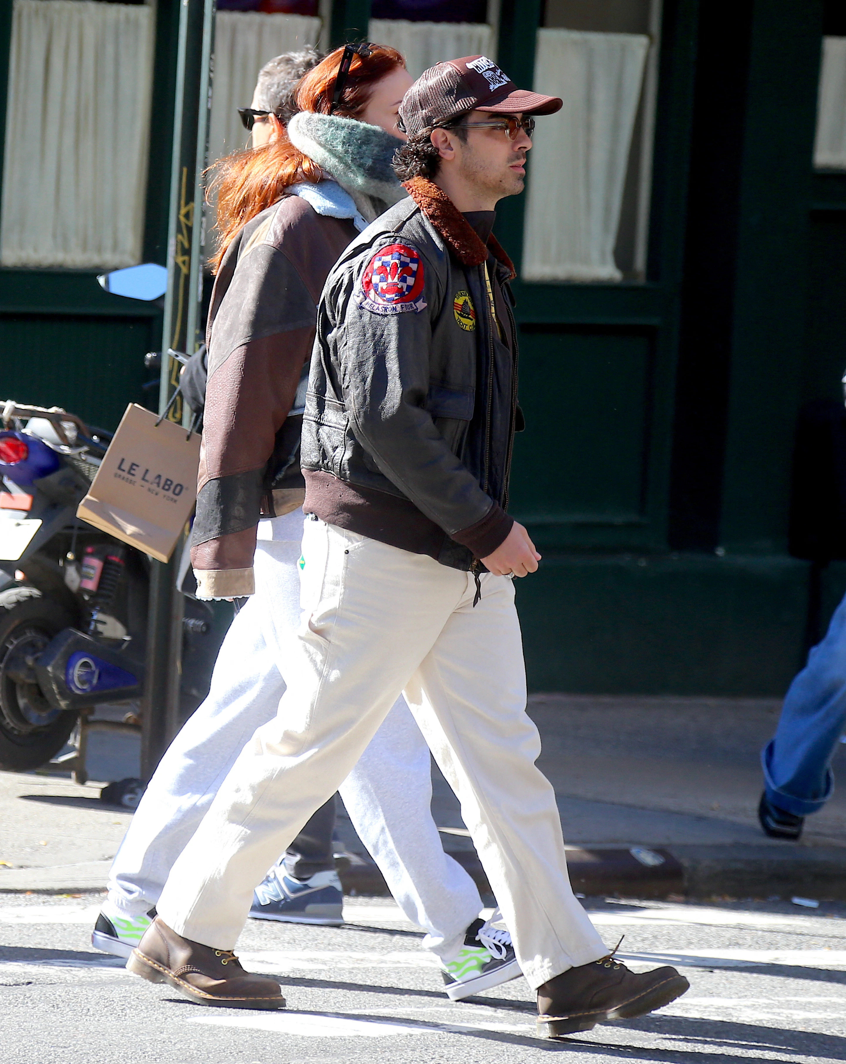 sophie turner joe jonas walk around by the hudson river in nyc