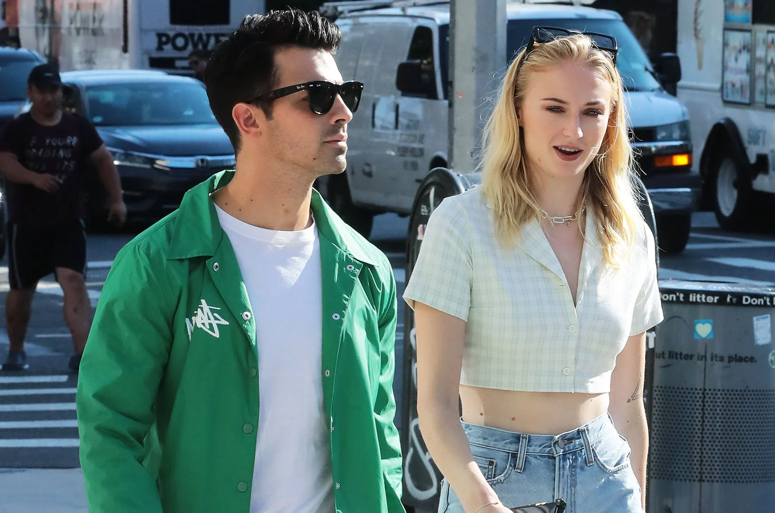 sophie turner joe jonas walk around by the hudson river in nyc