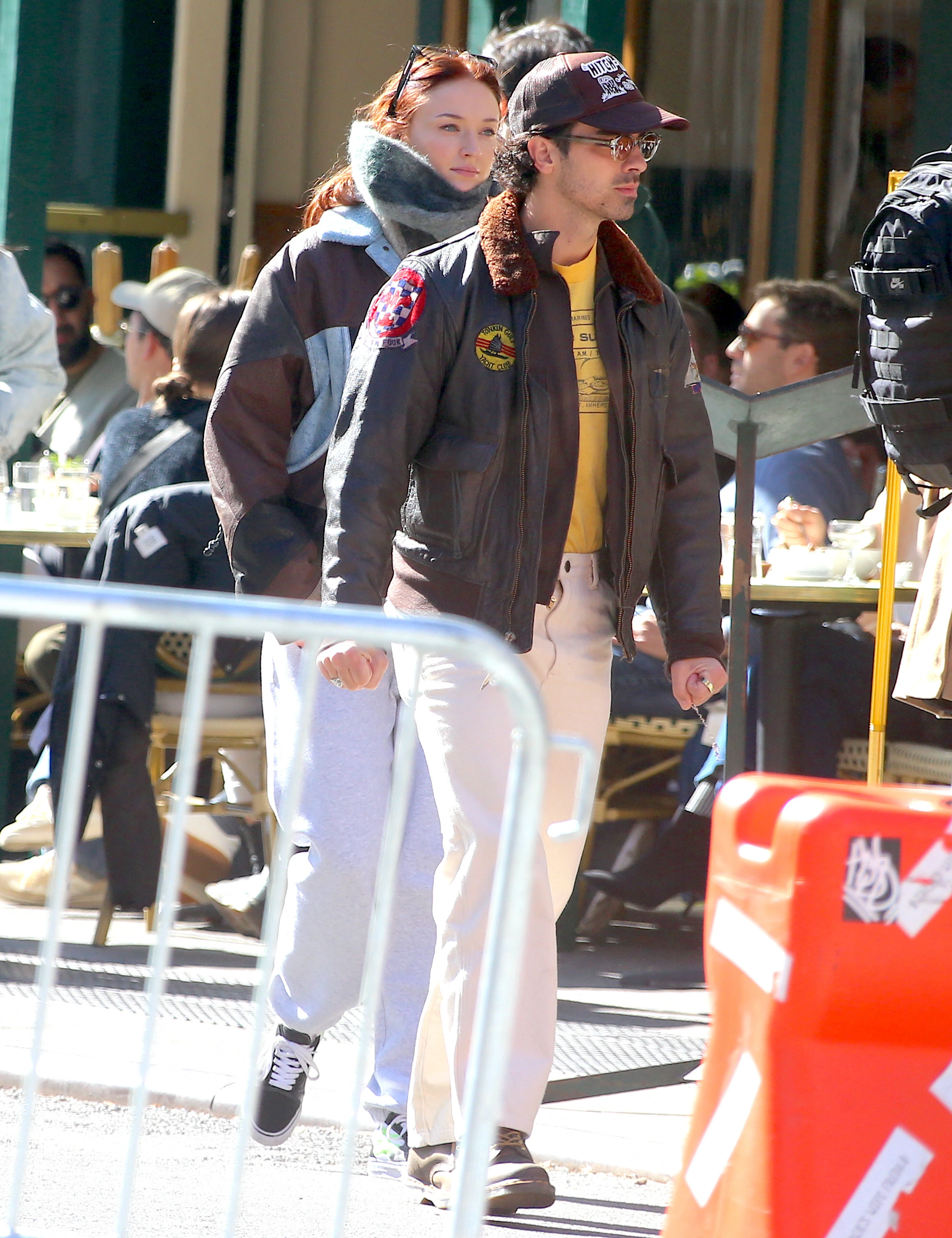 sophie turner joe jonas walk around by the hudson river in nyc