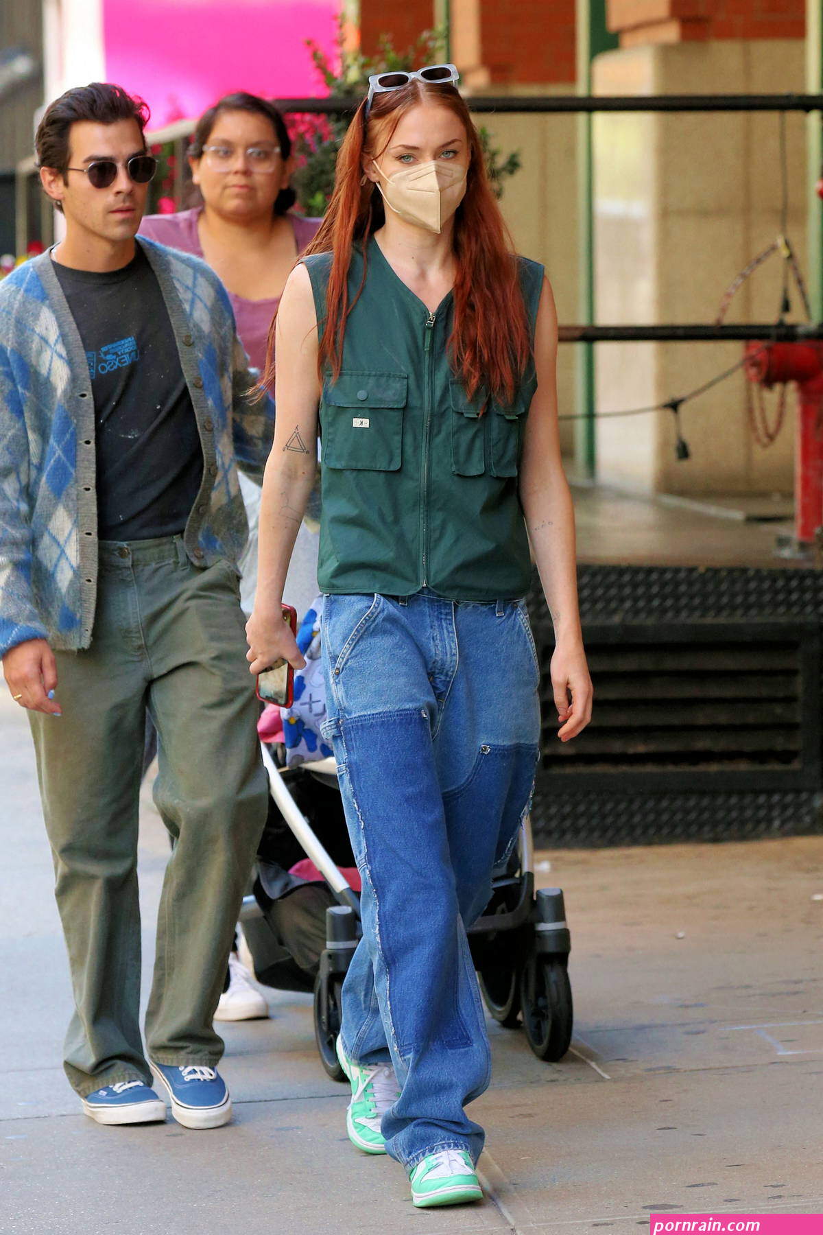 sophie turner joe jonas walk around by the hudson river in nyc