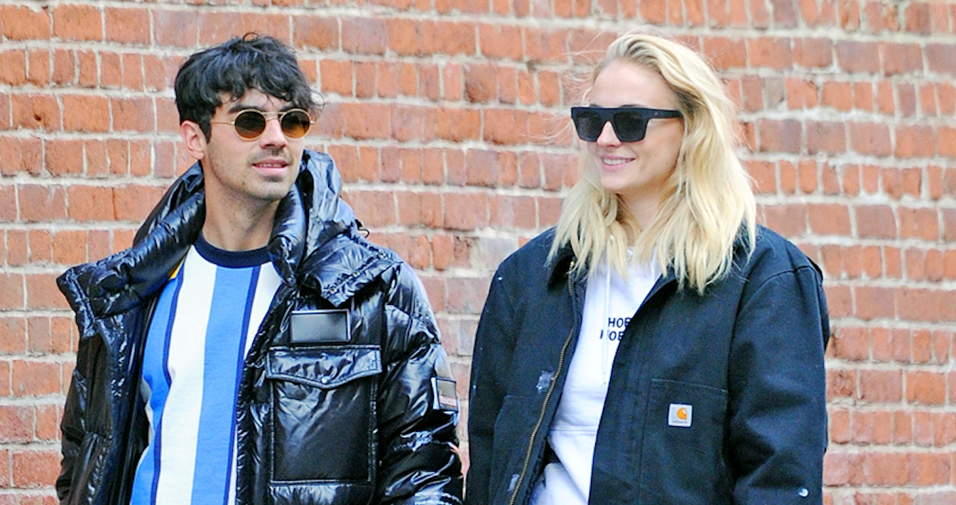 sophie turner joe jonas walk around by the hudson river in nyc