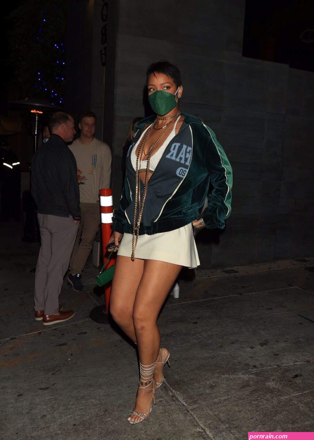 leggy rihanna brings her nostalgic style to dinner as she rocks a bold pixie cut