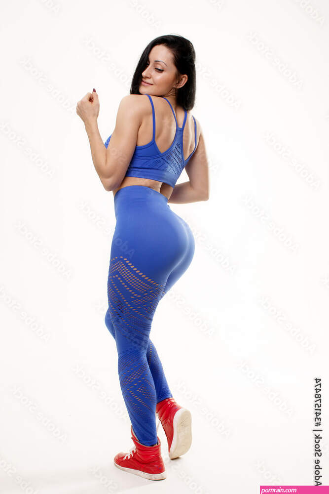 A big woman booty in leggings on white background. Stock-Foto | Adobe Stock