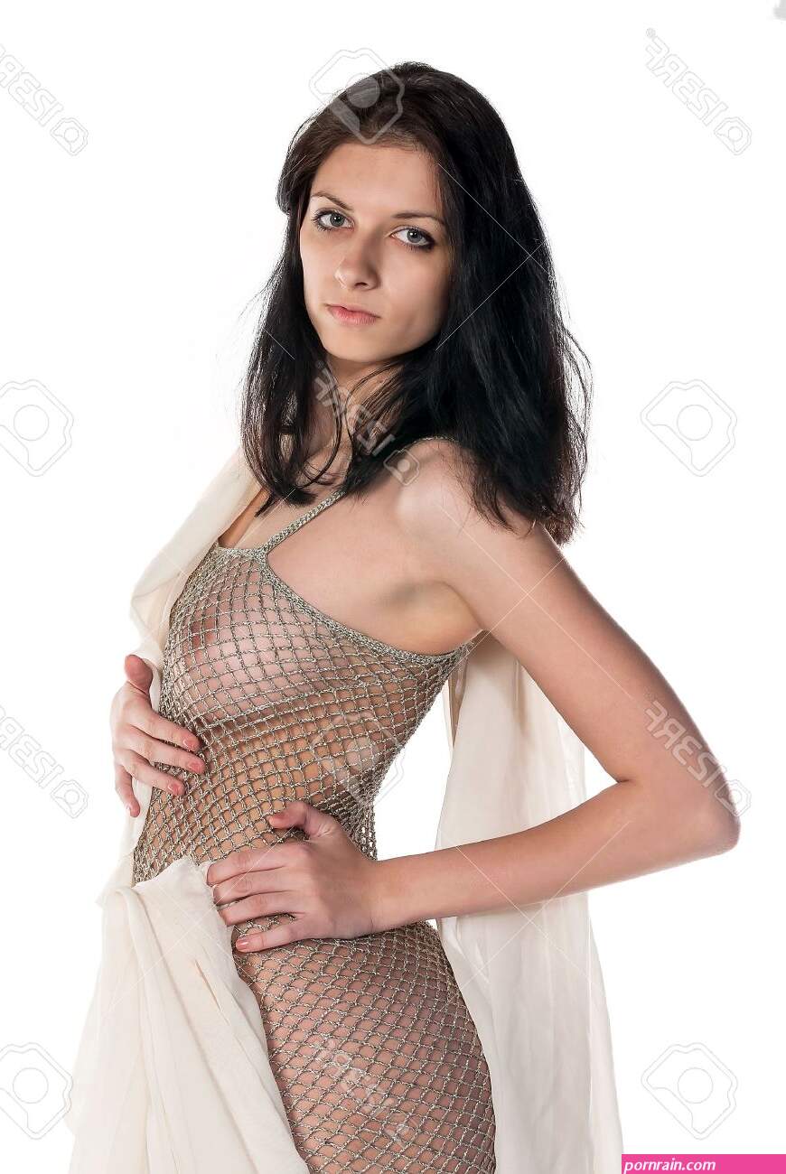 Beautiful Naked Woman In Net Dress Over White Background Stock Photo, Picture And Royalty Free Image. Image 48958536.