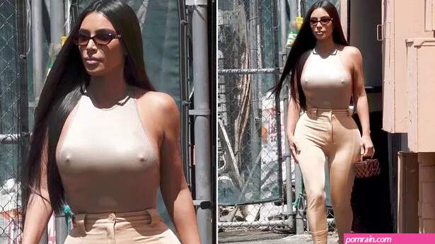Kim Kardashian goes braless in nude leather bodysuit for lunch with sister  Khloe