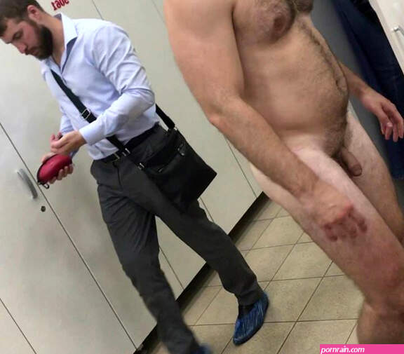Nude-clothed men in the locker room!