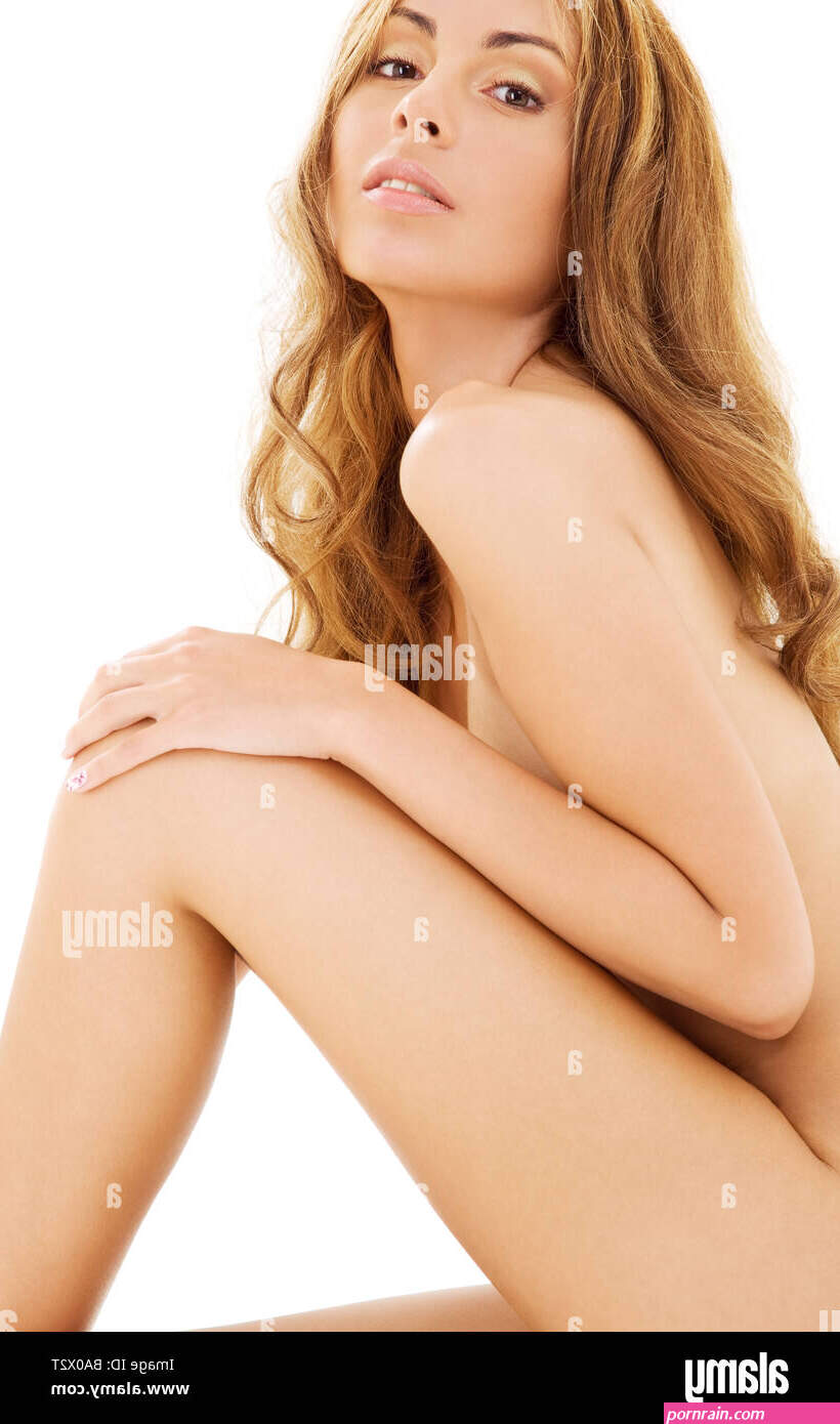picture of healthy naked woman over white Stock Photo