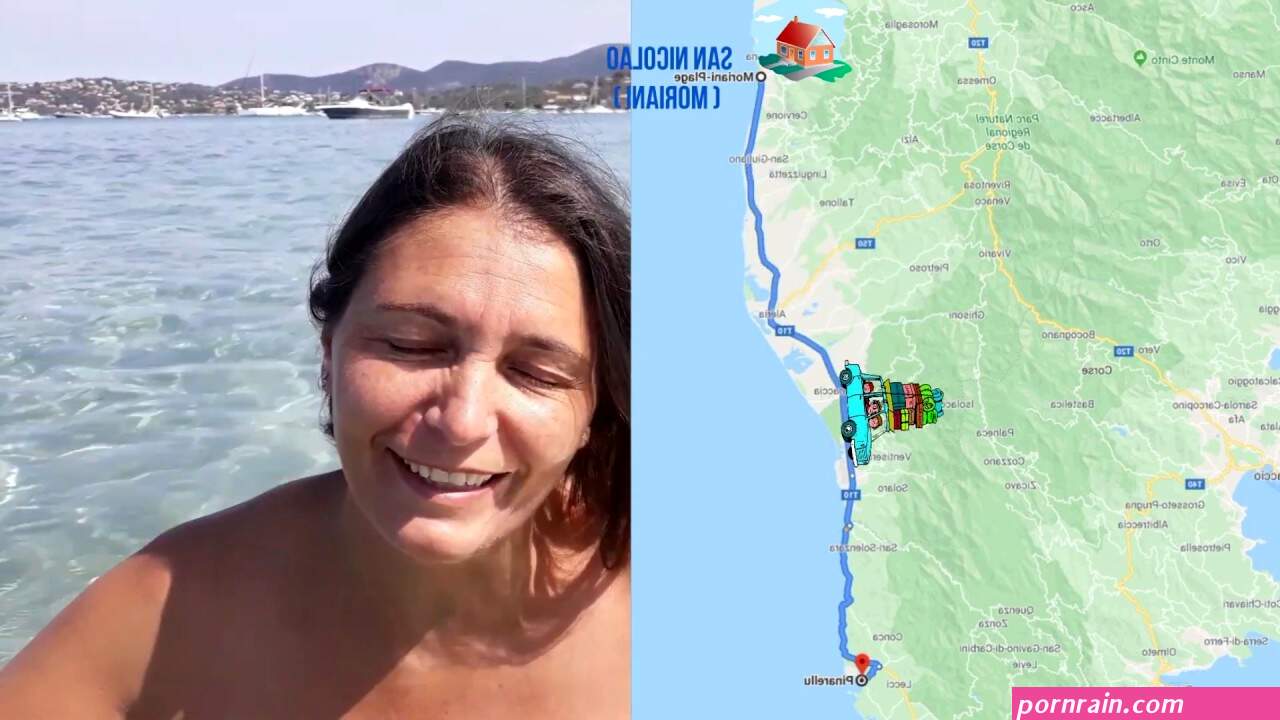 Swimming topless at Corsica