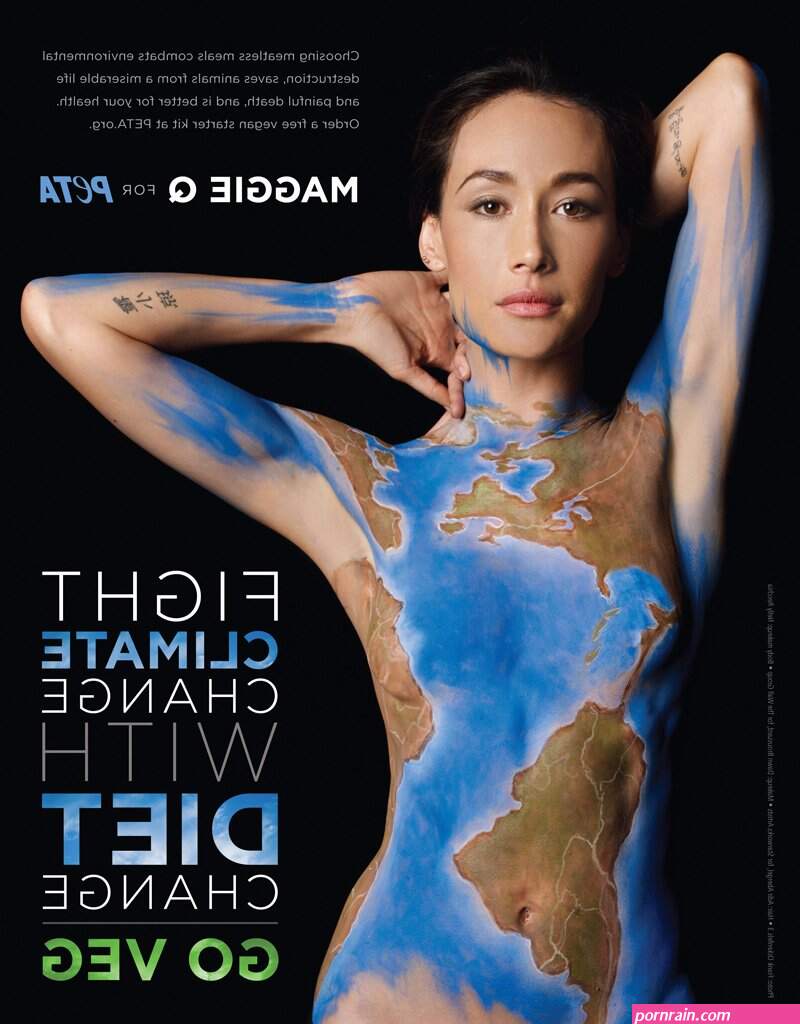 Naked Maggie Q in Peta Advertisement < ANCENSORED