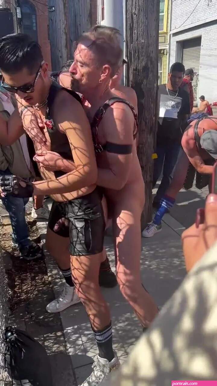 Guys having sex in public with a crowd