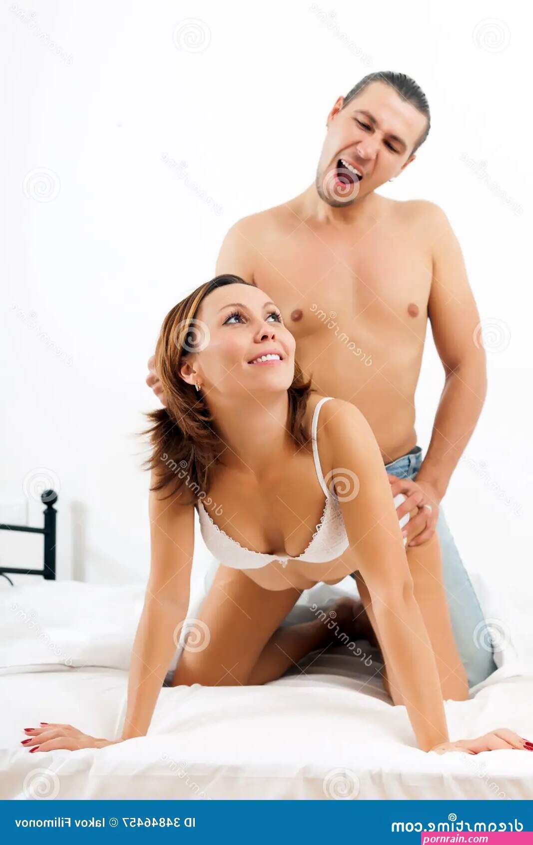 Emotional Guy and Girl Having Sex Stock Image
