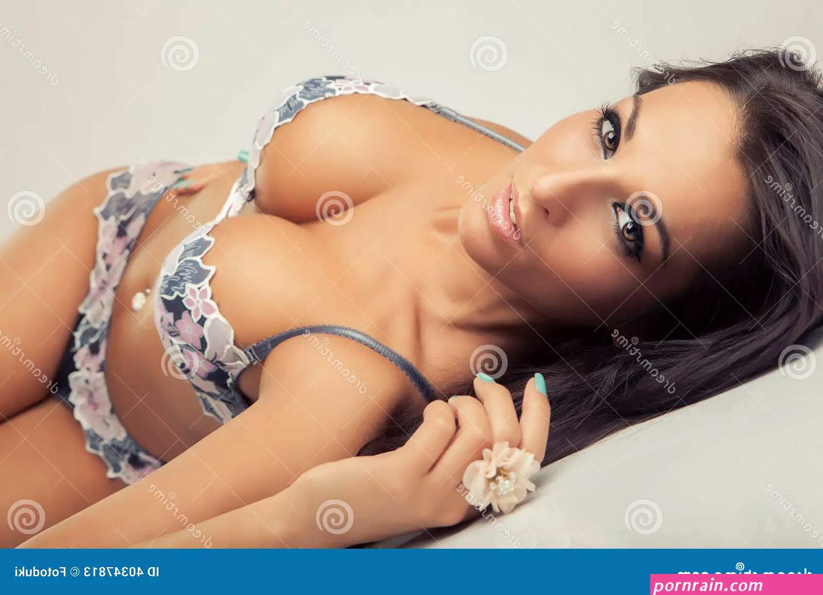 Attractive Girl with Big Breasts in Lingerie Stock Image