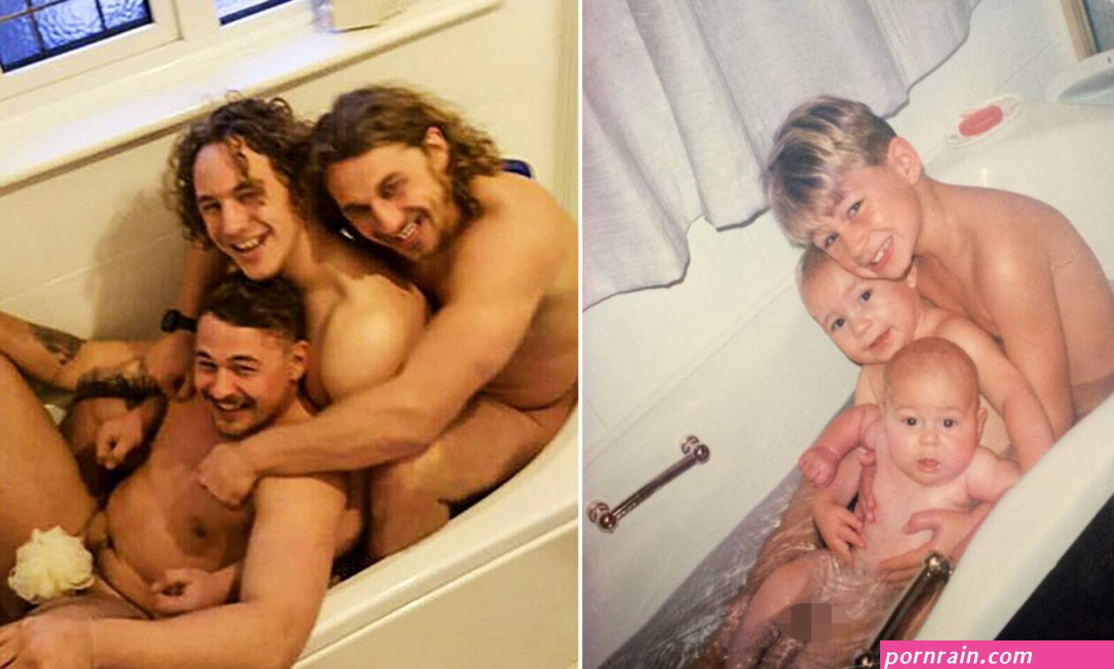 Brothers recreate family photo in the bath 20 years after it was taken