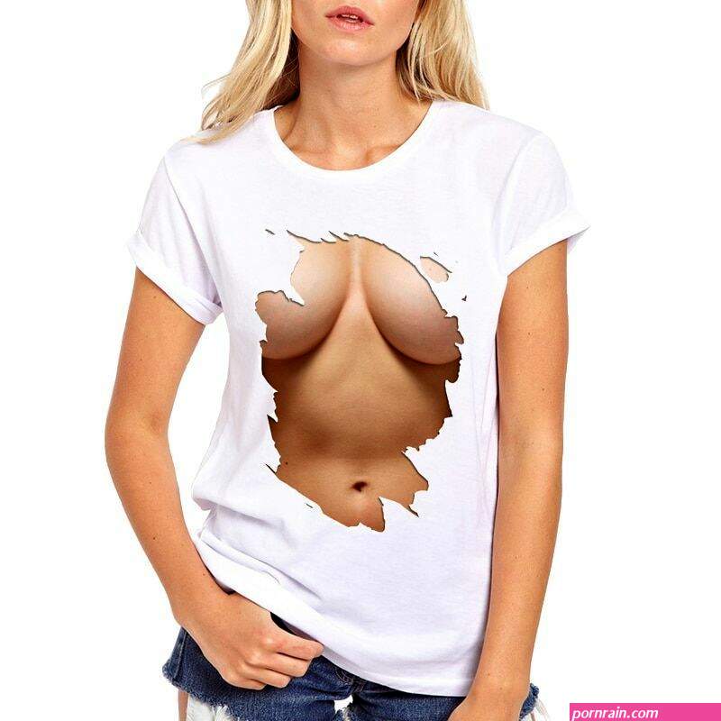 Women Summer Top Casual 3D Boobs Short Sleeve O-neck T-shirt Big Sexy Breast