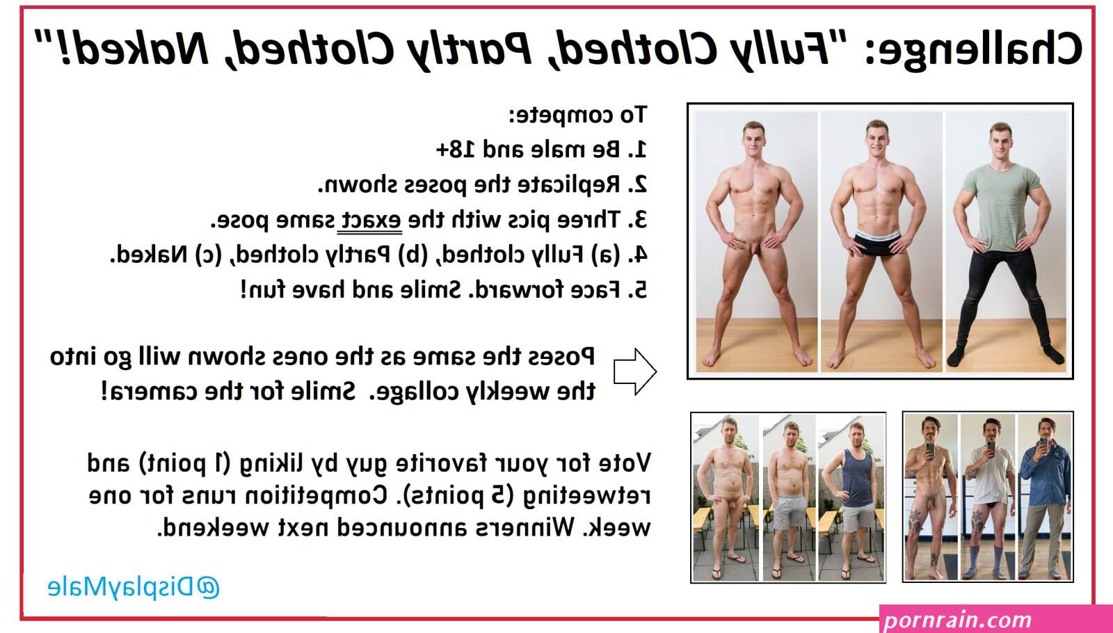 MaleDisplayContests on X: : ! Enter by replicating the 3-part pose shown. Post your pic as a comment. Matching poses go in the weekly...
