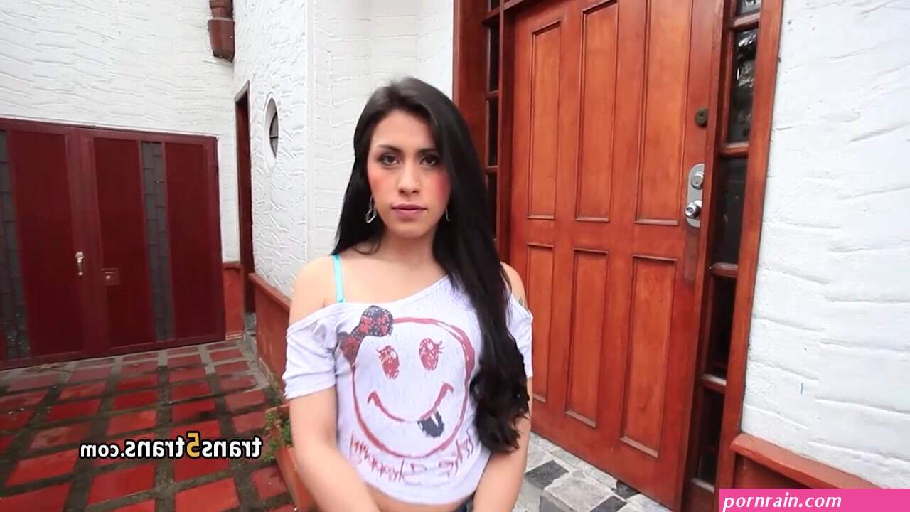 Small tits latina tgirl play solo