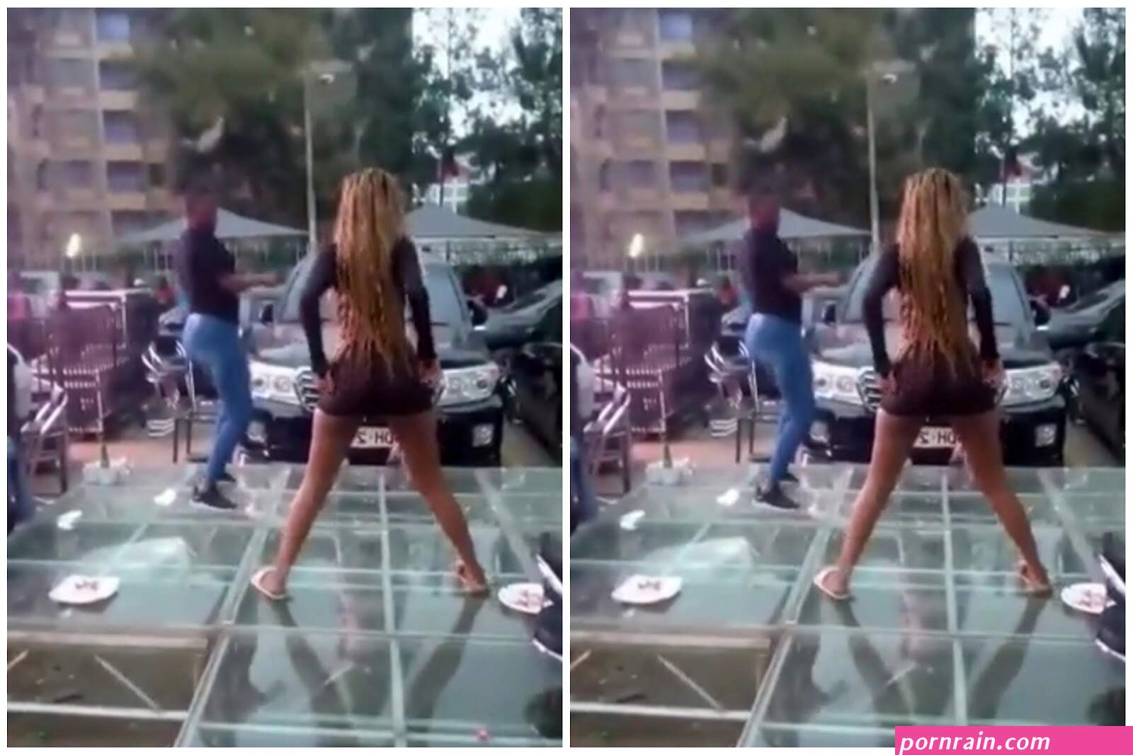 VIDEO: Outrage as Kenyan lady pulls up skirt naked and twerks on penis of man during dance buttocks shaking competition at Loft Louge Lounge along Thika Road