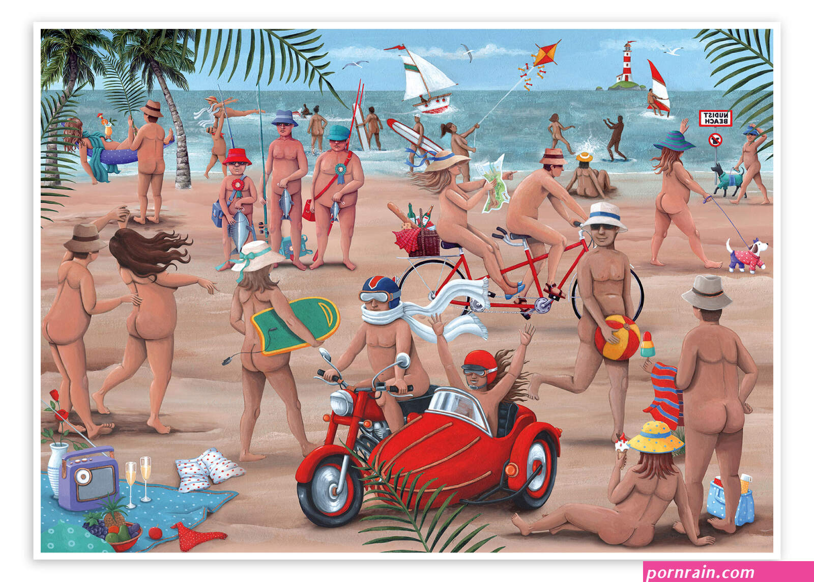 The Nudist Beach print by Peter Adderley