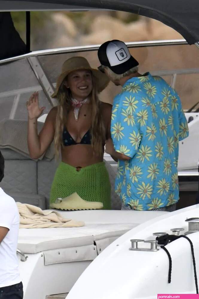 Millie Bobby Brown Shows Beautiful Boobs in Bikini on a Boat in Sardinia
