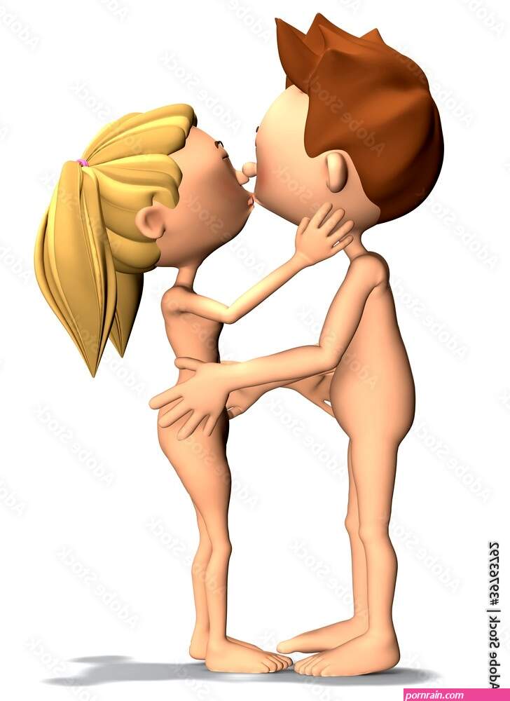 Toon couple kissing and holding each other. Nude Stock Illustration