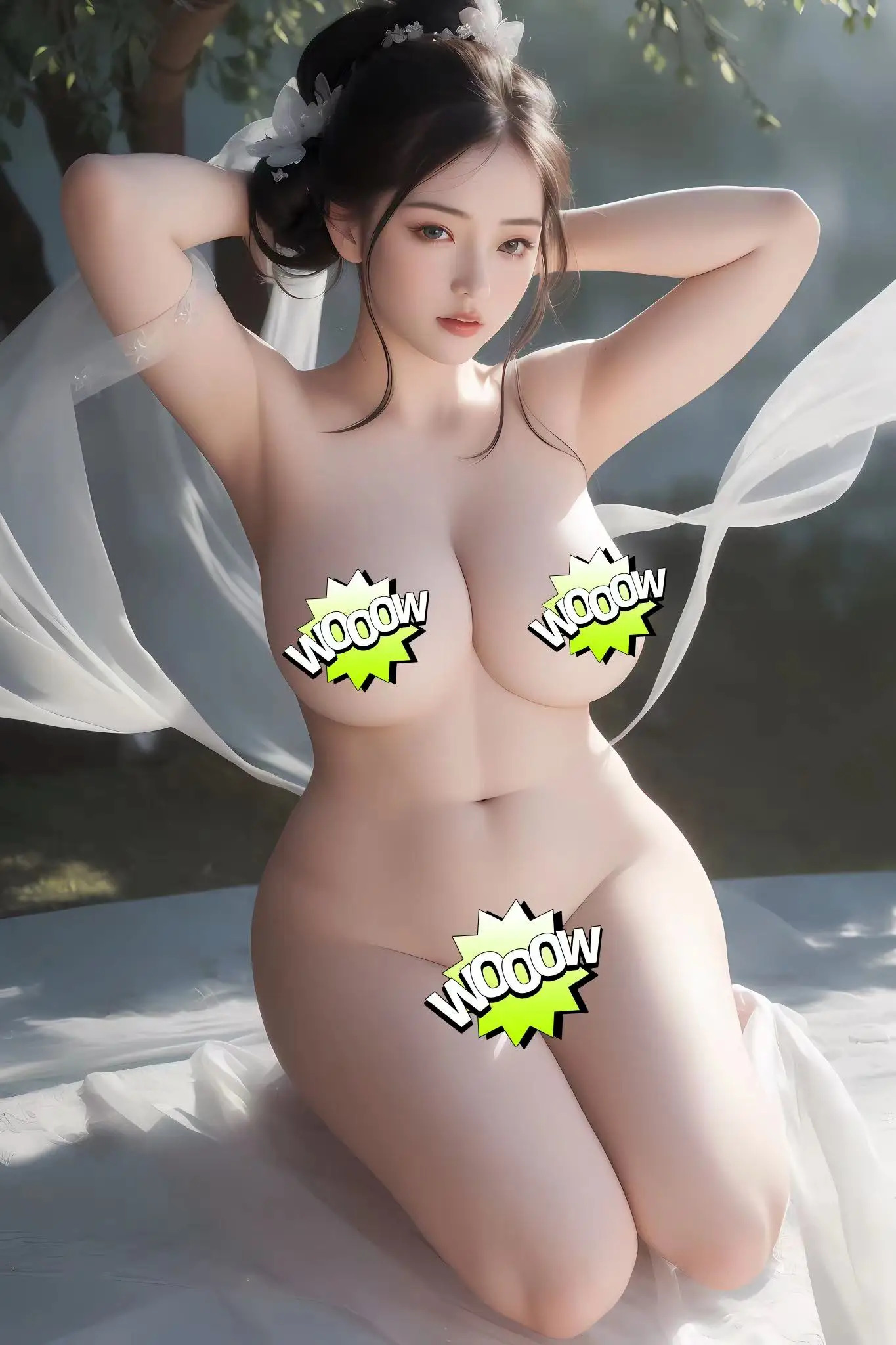 Asian Pruity Girl AI Paiting Beauty Big Boobs Hottie Nude Print Canvas HD Poster Living Room Bedroom Handing Picture 60x90cm