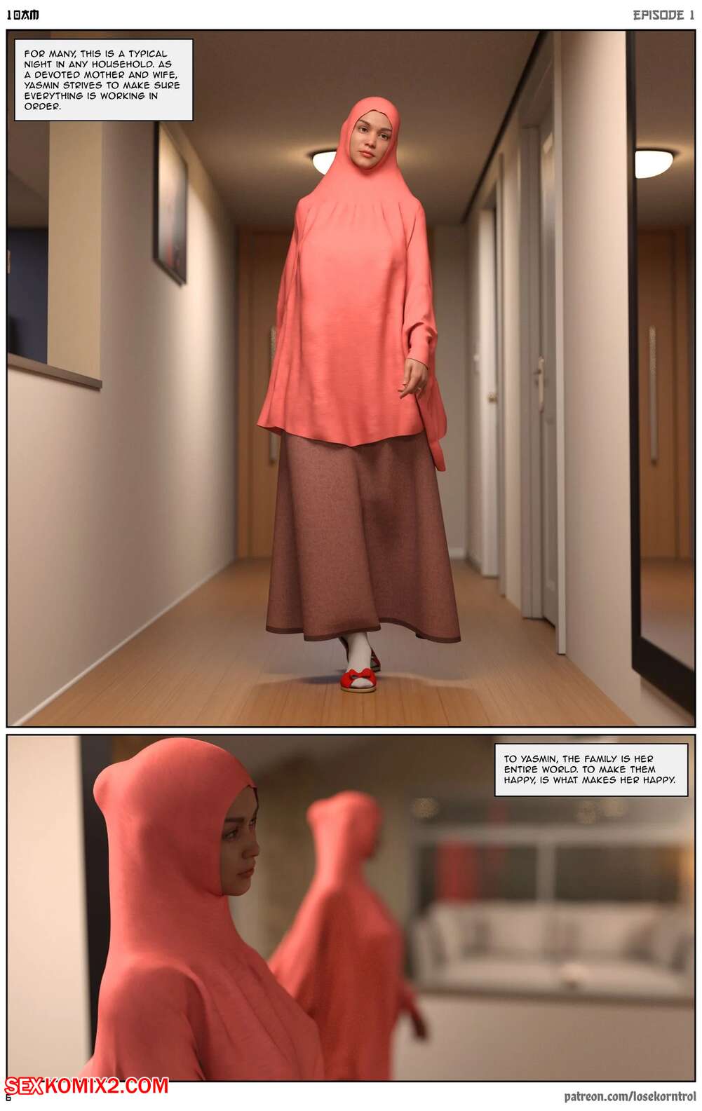 Porn comic 10 AM. Chapter 1. LoseKorntrol Hijab 3DX. Sex comic busty brunette MILF