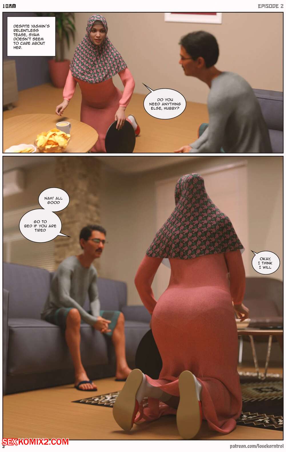 Porn comic 10 AM. Chapter 2. LoseKorntrol Hijab 3DX. Sex comic busty brunette milf