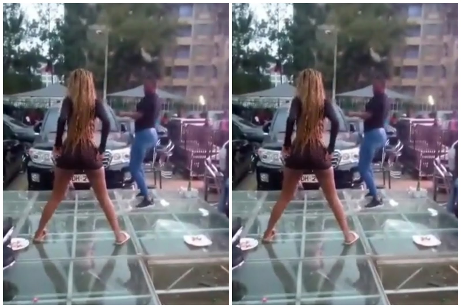 VIDEO: Outrage as Kenyan lady pulls up skirt naked and twerks on penis of man during dance buttocks shaking competition at Loft Louge Lounge along Thika Road