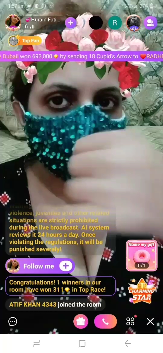 Hurain Fatima paki showing her boobs and pussy on chamet live