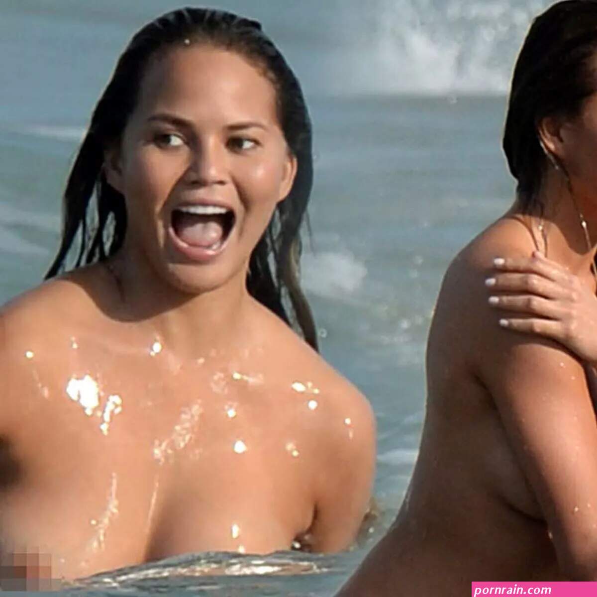Chrissy Teigen goes completely NAKED in the sea for shoot and husband John Legend looks impressed