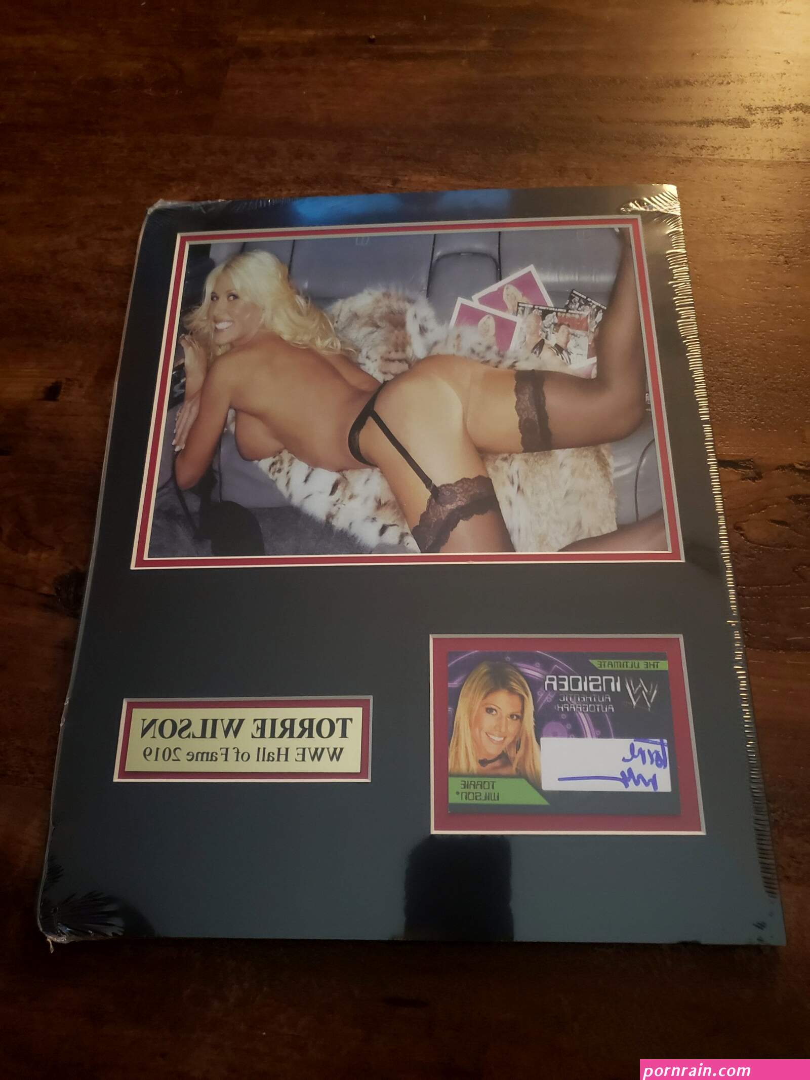 WWE TORRIE WILSON Nude Autograph 8x10 Photo Playboy With Card Matted