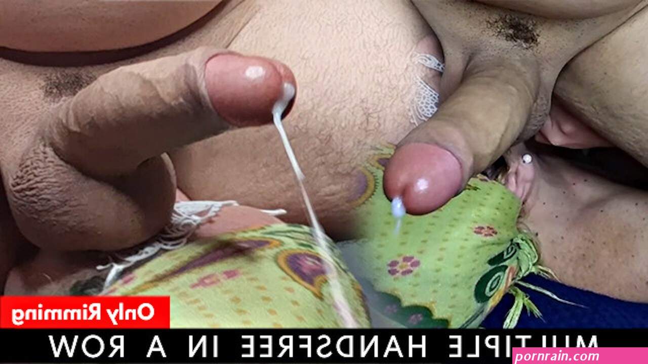 Cumpilation of hands free orgasms. Lots of cum in a row. All while she rimming his ass