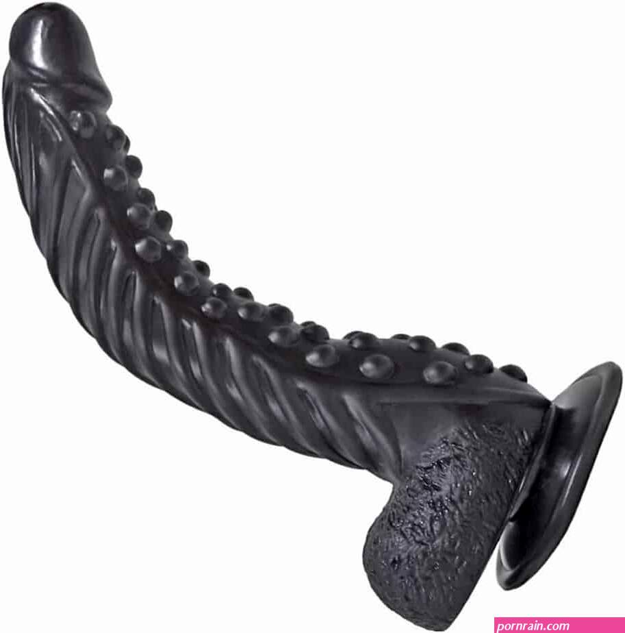 Ribbed Dildo 10 Inch Dildo Black Spiked Dildo Animal Dildo Sex Toy Soft Flexible Dildo