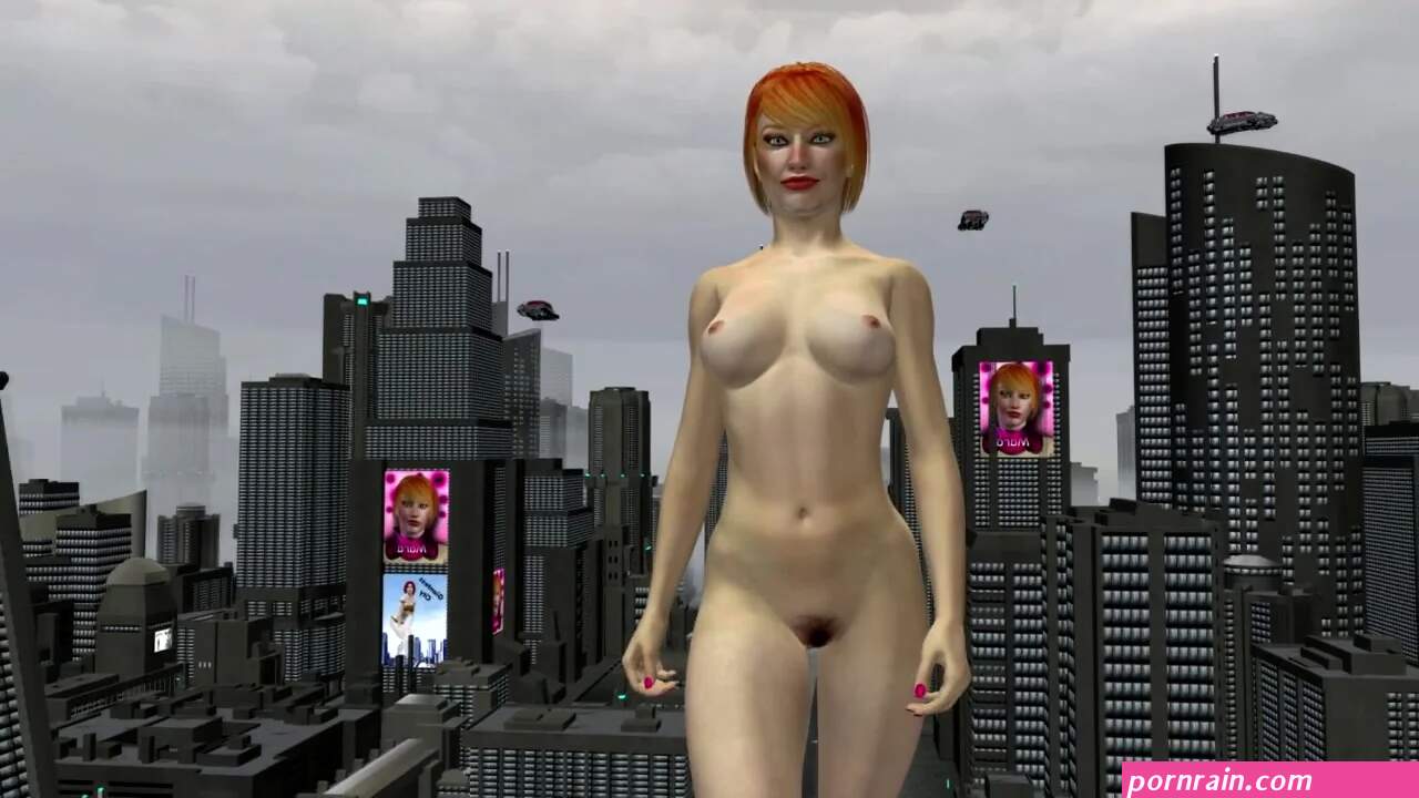 Nude giantess city stroll