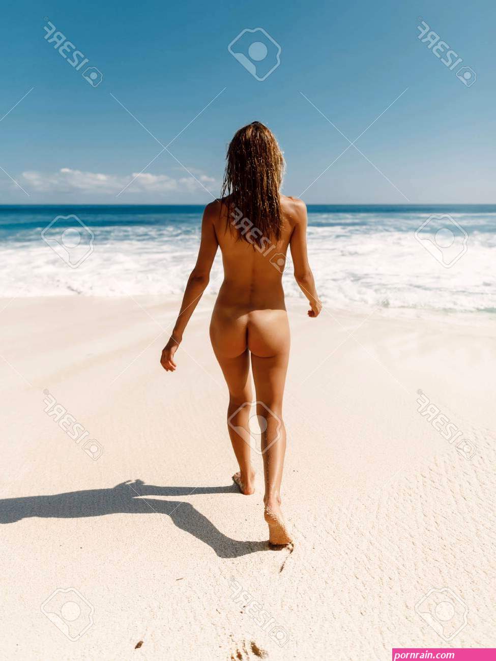 Attractive Naked Woman Posing At Tropical Ocean Beach. Slim Model With Perfect Body -. Image 134068341