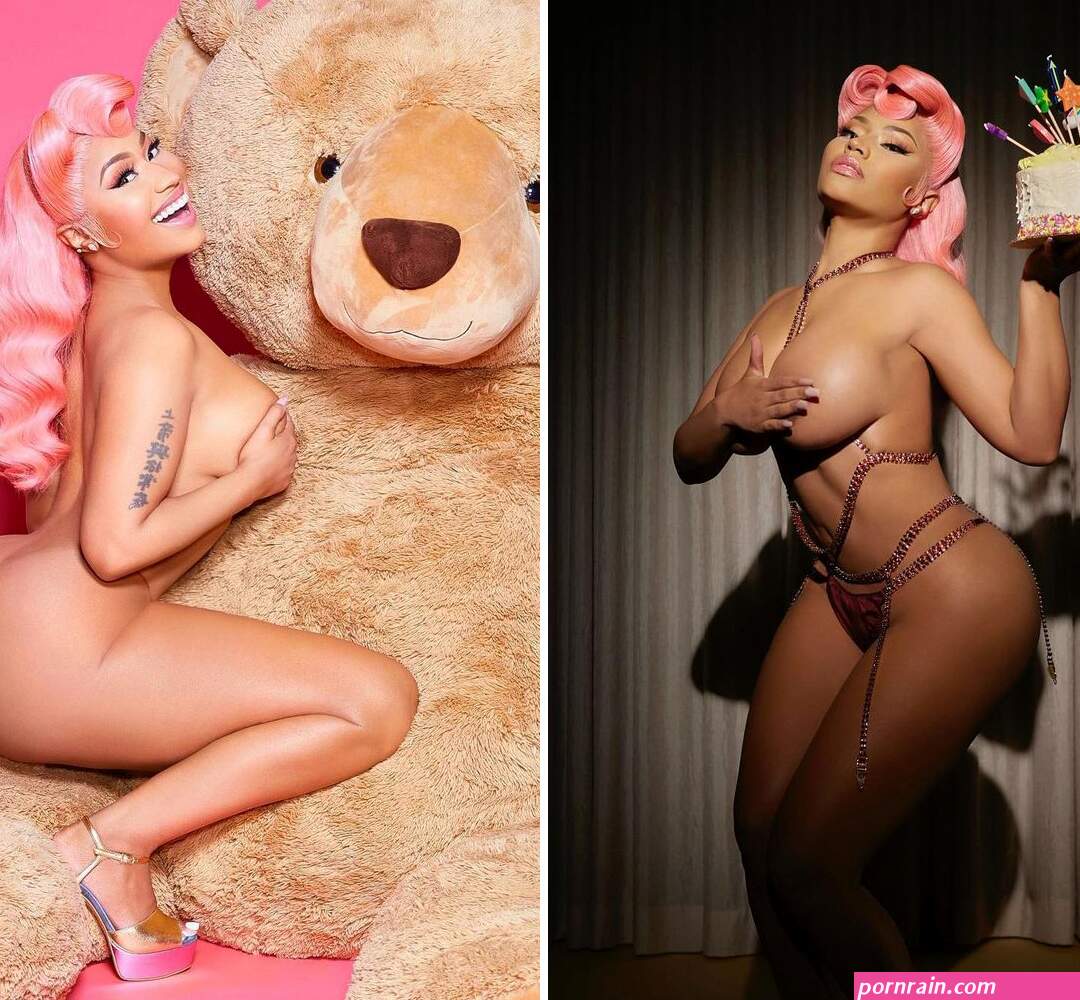 Nicki Minaj goes FULLY NUDE and straddles a giant teddy bear in raunchy pics to celebrate her 39th birthday