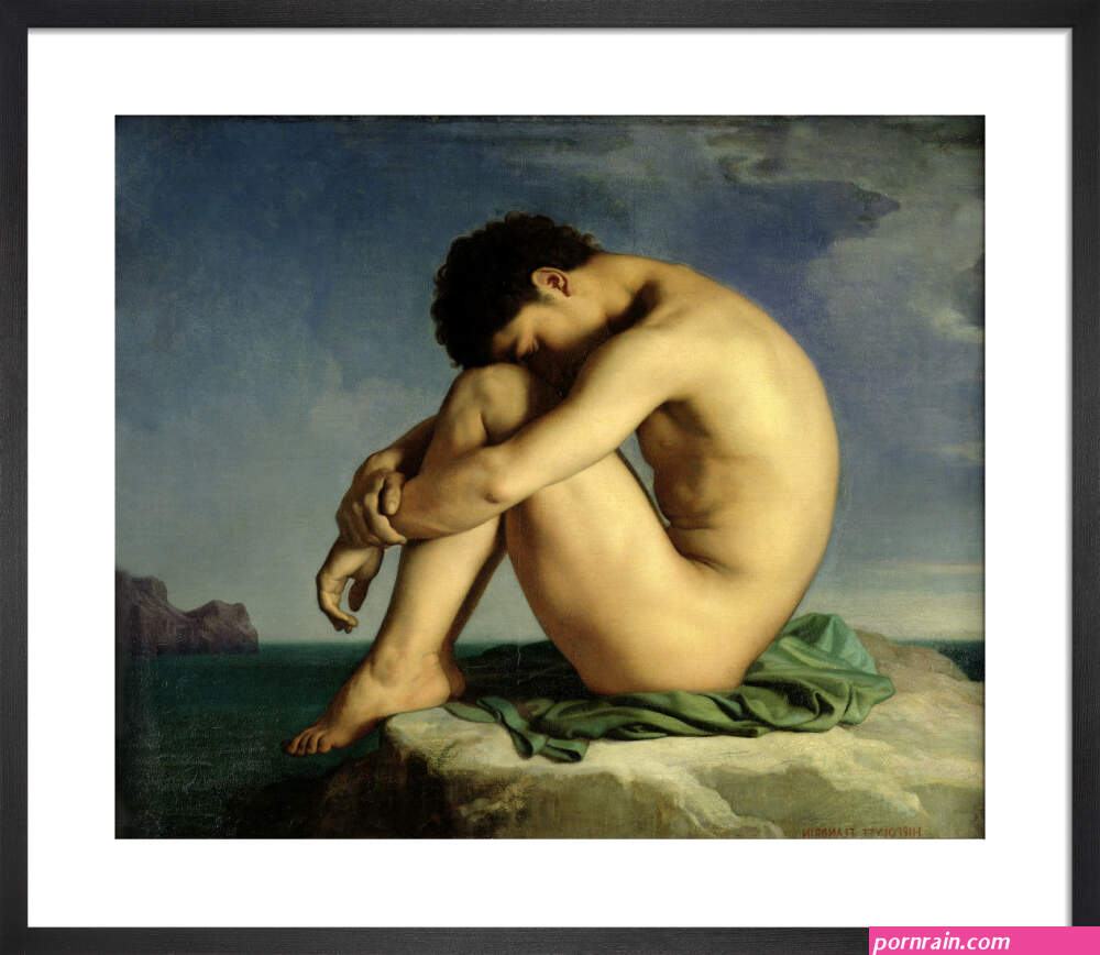 Naked Young Man Sitting by the Sea 1836 Art Print by Jean-Hippolyte Flandrin
