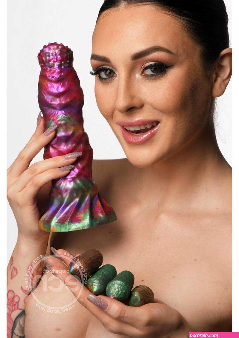 Creature Cocks Larva Silicone Ovipositor Dildo with Eggs-Multicolor