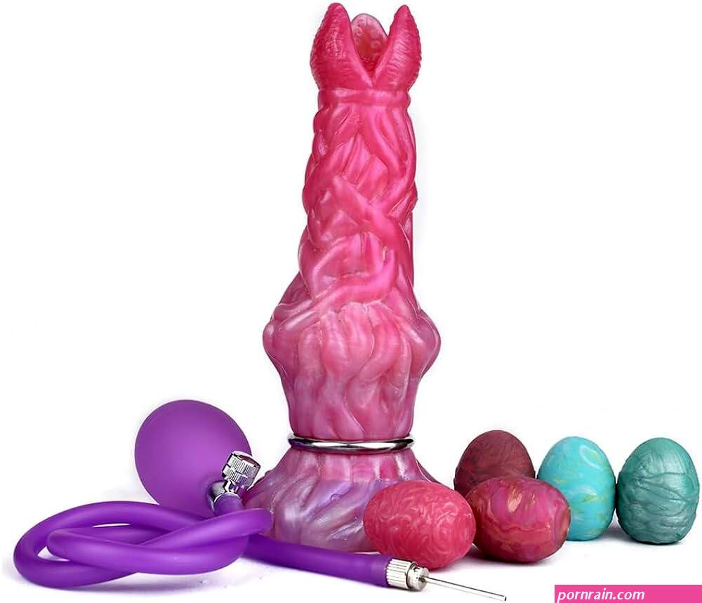 : Flower Bud Dildo with 5 Balls Adult Sex Toy Inflate Pump Dildo with 5 Silicone Eggs for Women Alien Dildo Ovipositor Dildo