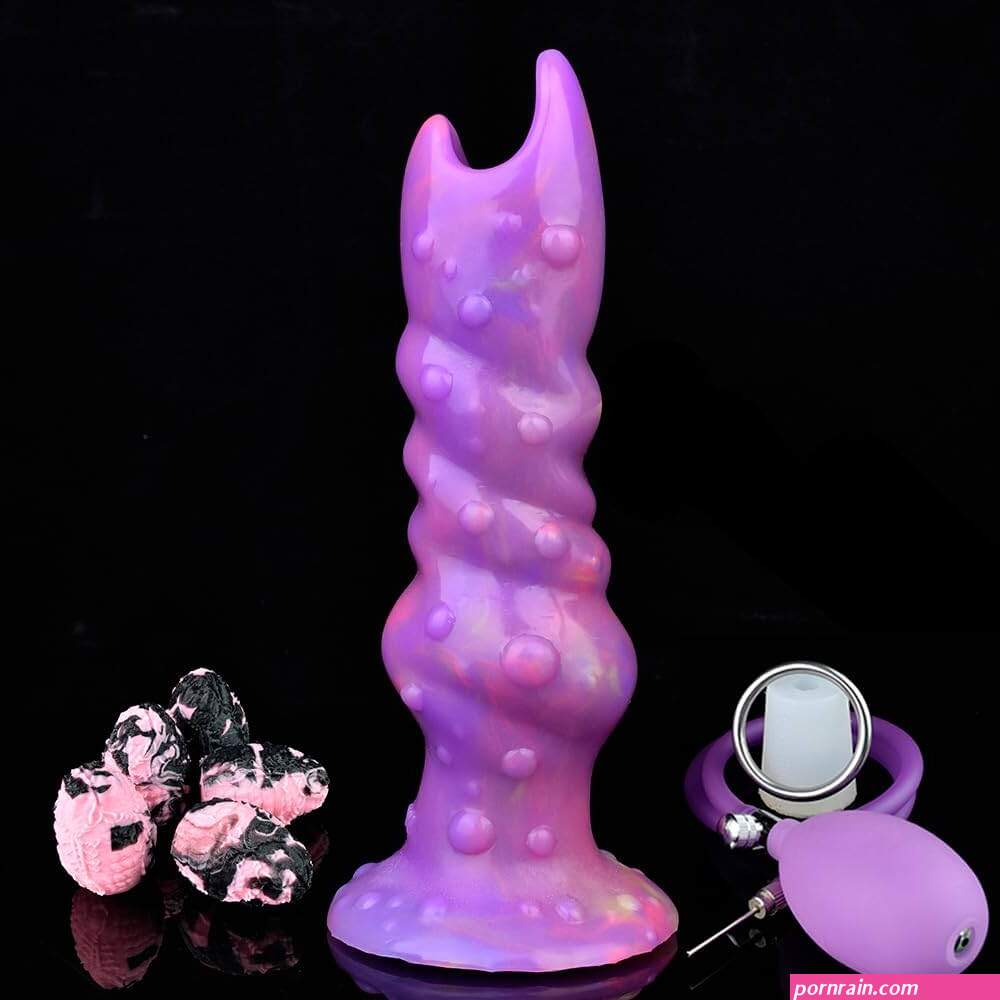 : Realistic Dog Dildo Ovipositor Dildo with 5 Eggs Adult Sex Toy for Women Female Sex Toy 8inch Knotted Hollow Dildo with 5 Balls Glow Dark Dildo