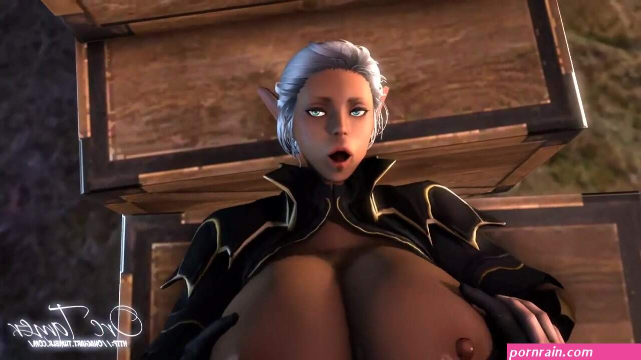 This elf girl has really huge tits in 3d toon